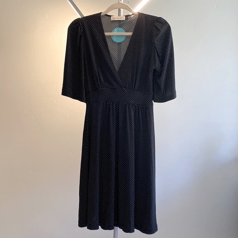 Black polka dot dress